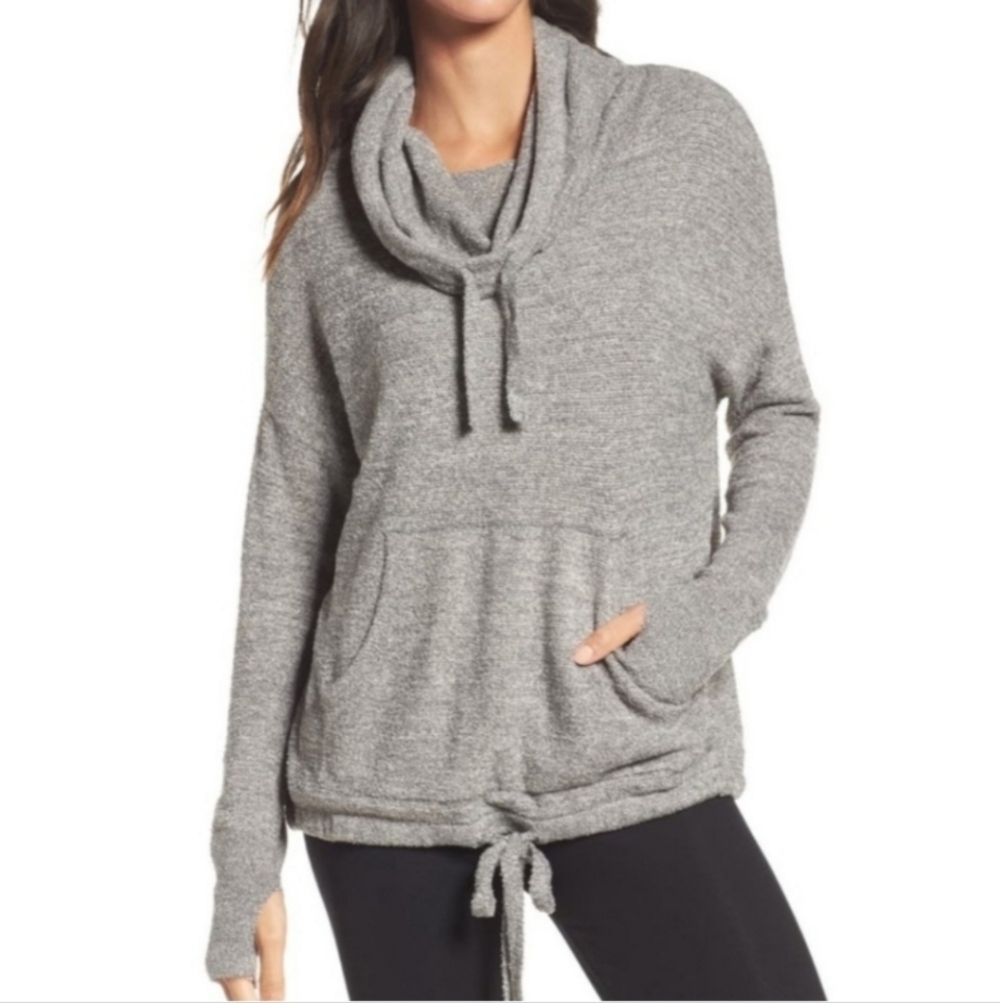 Barefoot Dreams CozyChic Lite Febble Beach Cowl Neck Pullover Knit Sweater